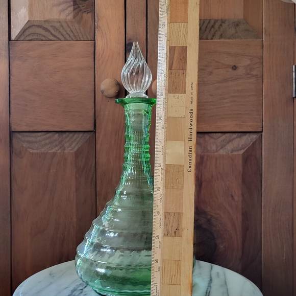 Antique Bohemian Green Glass Bottle - Picture 6 of 13